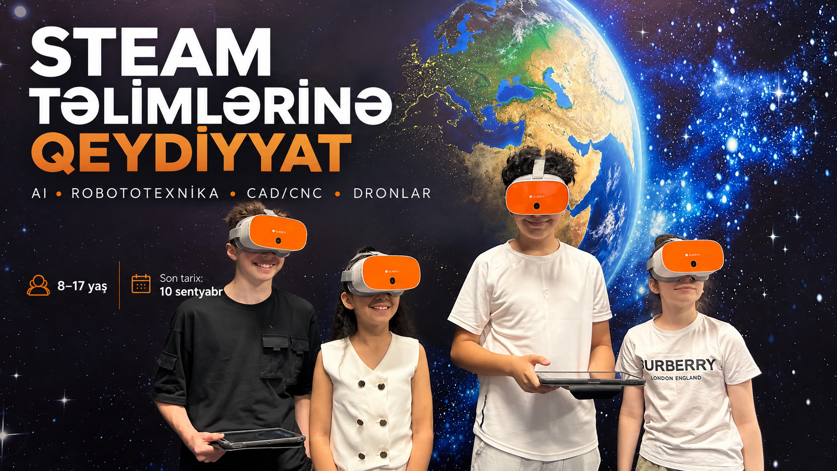 STEAM Mərkəzlərində praktiki texnologiya və mühəndislik fəaliyyəti ilə məşğul olan şagirdlər